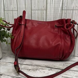 Gerard Darel Red Leather Satchel Shoulder Crossbody Bag 24h Mini Designer Purse